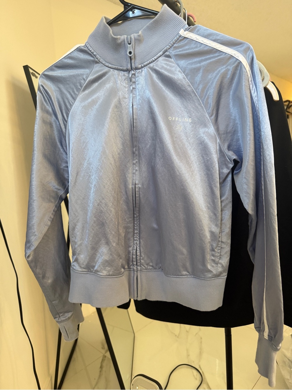 Offline Light Blue You are a Winner Satin Bomber Jacket